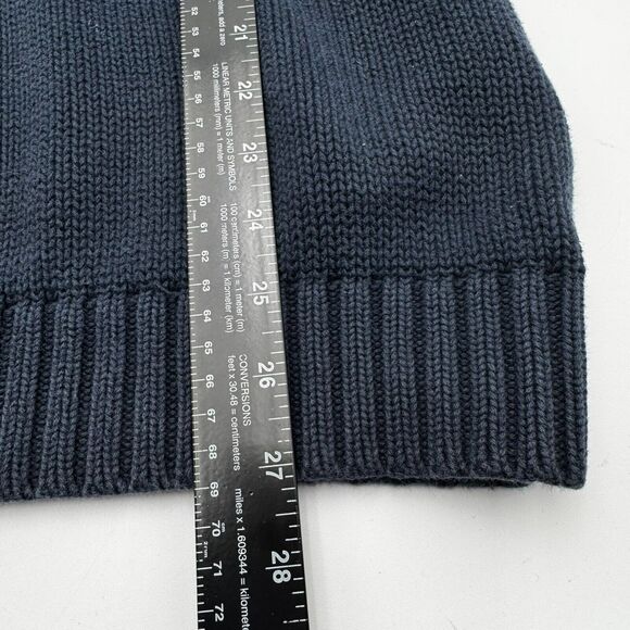 ST JOHN'S BAY Men's Large Navy Blue White Snowflake Knit Sweater 1/4 Zip Vintage - Picture 6 of 7